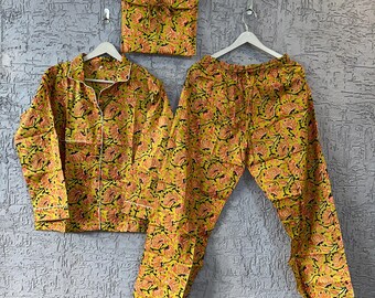 Handmade Indian Cotton Pajama Set: Soft Night Suit, Sleepwear