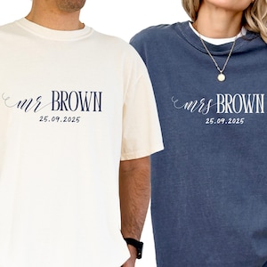 Mr and Mrs Shirts, Custom Couples Honeymoon Vacation Shirts, Just Married Tee, Honeymoon Vibes Shirt, Hubby Wifey Shirt, His and Hers Shirts
