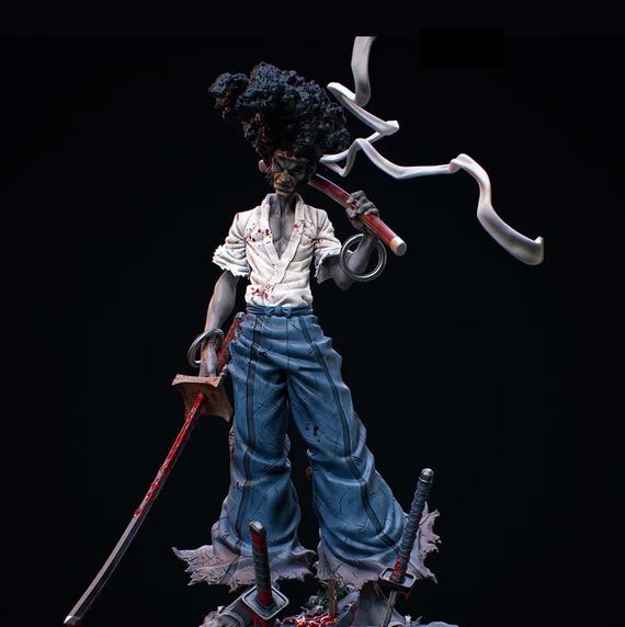 Afro Samurai Resin Figure Hand Painted, Anime Katana Collectible