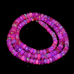 Fire Opal Beaded Necklace For Women Vintage Fire Rondelle opal Beads Necklace AAA Natural Ethiopian Opal Beaded Necklace Gift For Her