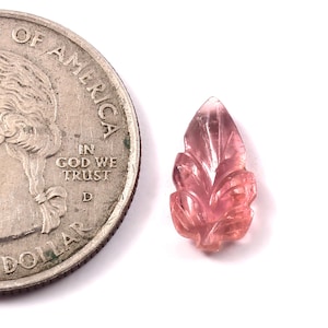 Natural Tourmaline Gemstone Carving Gemstone Loose Tourmaline Carved Gemstone Leaf Shape Hand Carved Gemstone 2.10 CT