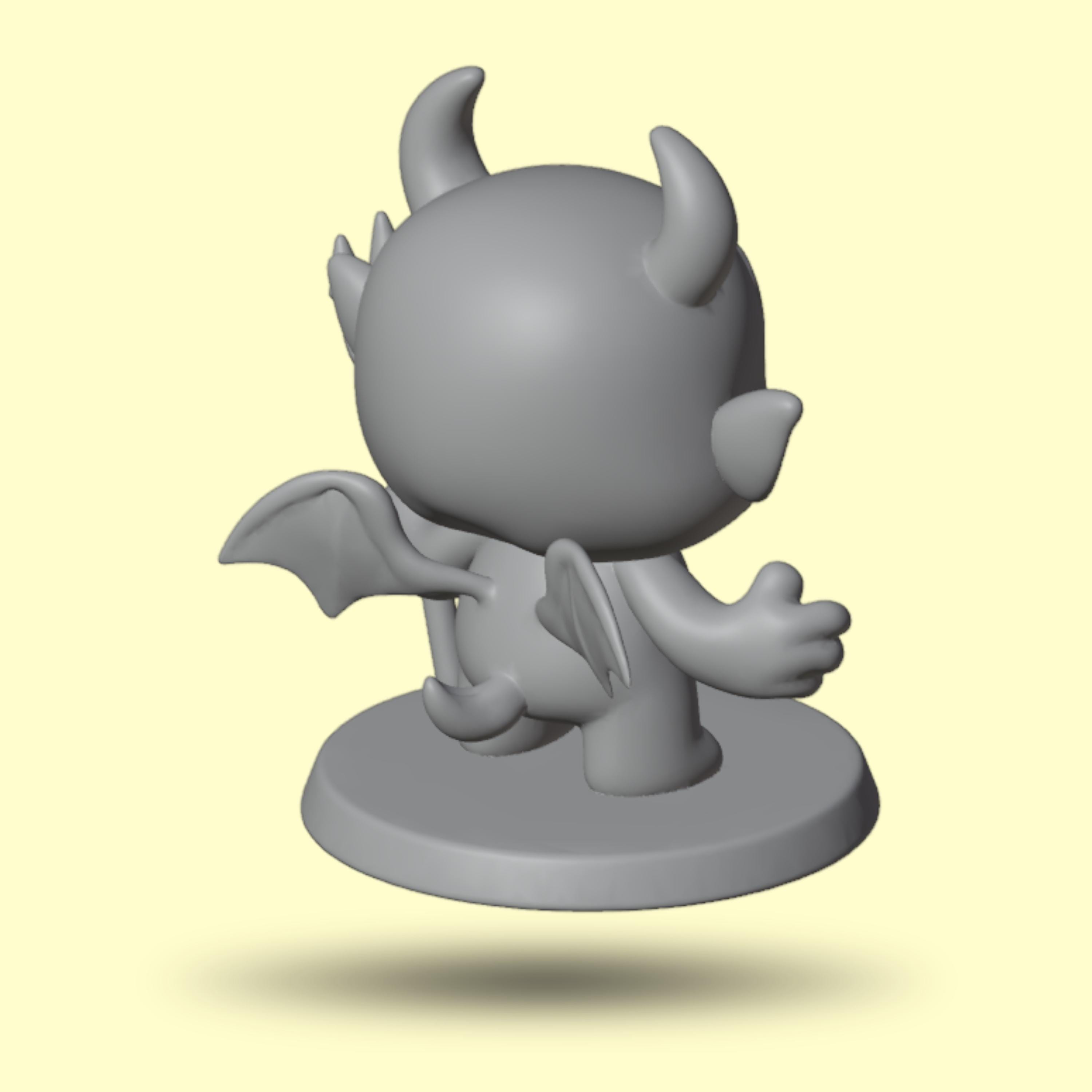 3D Printable Chibi Demon Model, Stl, Obj, Fbx, Glb, Blend, Cute ...