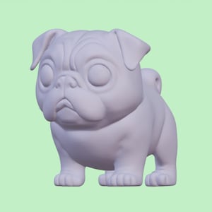 3D Printable Pug Model, Stl, Obj, Fbx, Glb, Blend, Cute Dog Figurine, 3D Print Pet Gift, Pug Sculpture for Home Decor, Digital Puppy Art