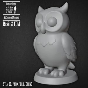 Cute Owl Figurine STL, 3D Printable File, Digital Download, Adorable Bird Miniature, Woodland Animal Figure, Baby Owl Decoration