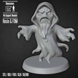 Ghost Spirit Figur STL, 3D druckbare Datei, digitaler Download, Supernatural Phantom Miniatur, gruselige Halloween Figur, Horror Gaming