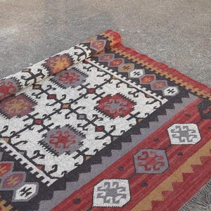 5x8 Wool Jute Kilim Rug, Home Decor Rugs, Custom Size Wool Rug, Vintage Area Rug, Boho Decor Rug, Handmade Wool Jute Rug