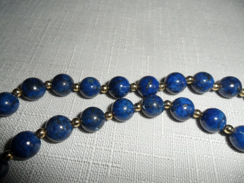 Vintage 14K Lapis 33 Inch Necklace