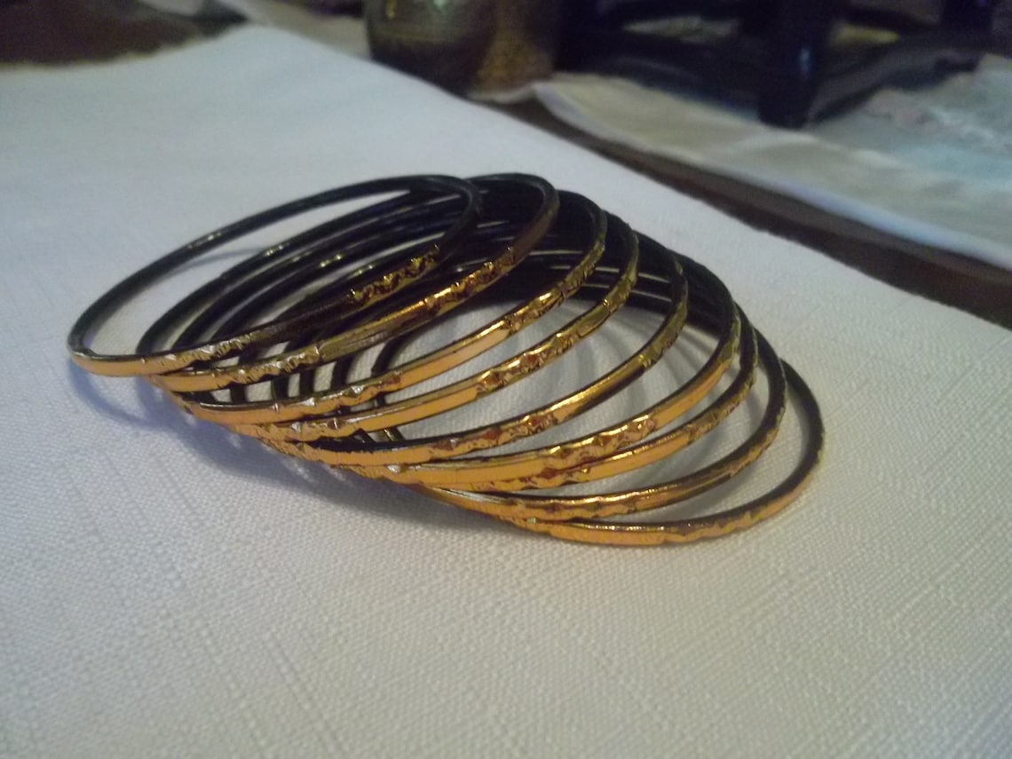 Vintage Gold Glass Bangles Etsy