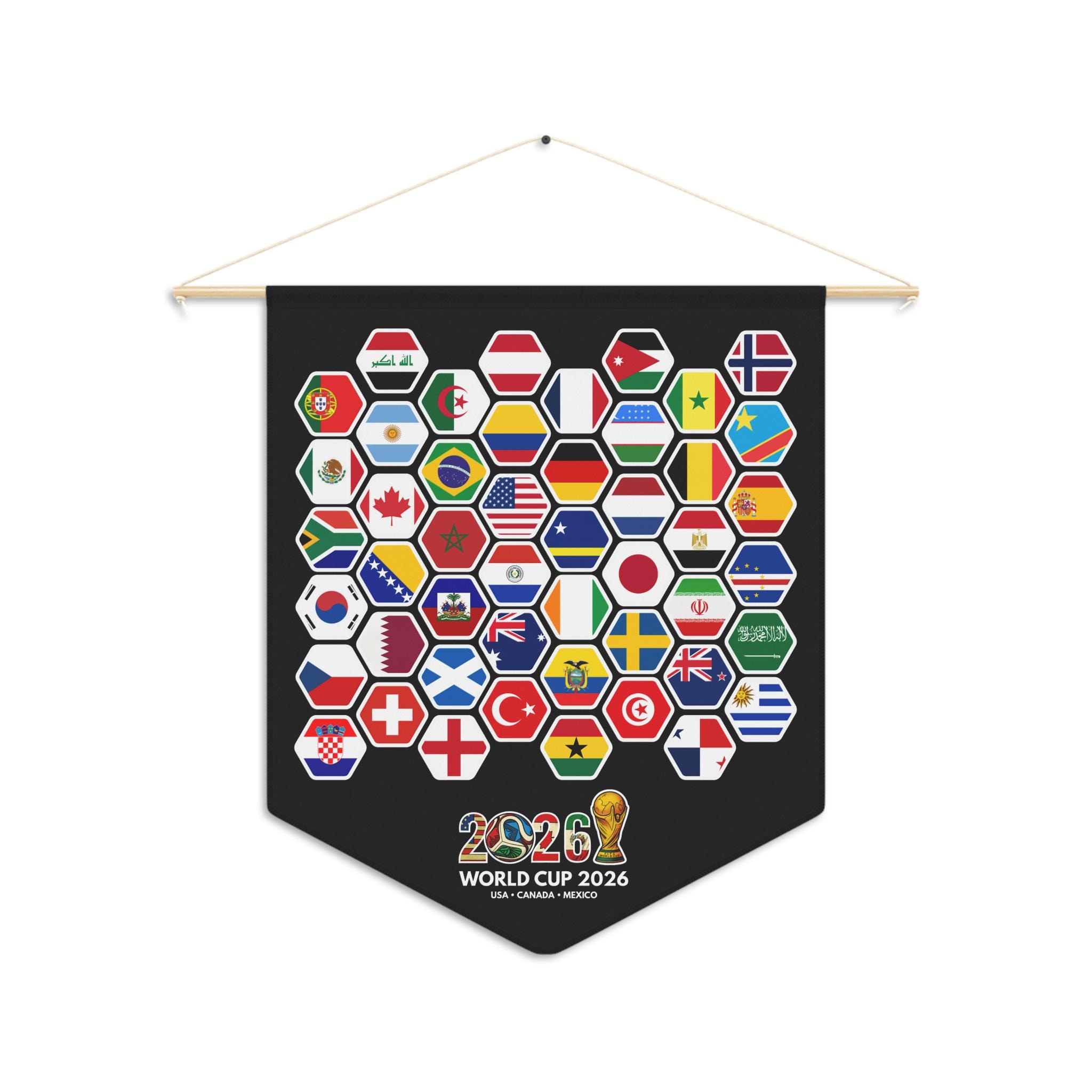 World Cup 2026 Pennant With 48 Country Flags, Hexagonal Pattern - Etsy