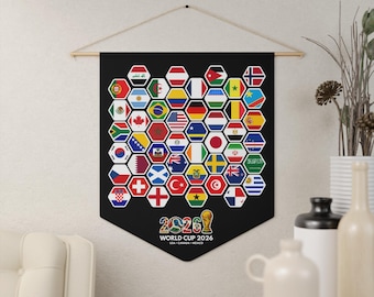 World Cup 2026 Pennant With 48 Country Flags, Hexagonal Pattern - Etsy