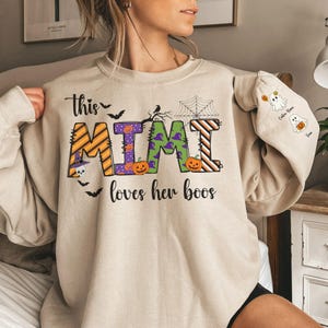 Personalized Halloween Mimi Ghost Hoodie: Custom Sleeve Names Sweatshirt, Spooky Season Gift