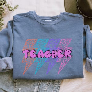 Bold Teacher Lightning Sweatshirt | Comfort Colors Pullover | Back to School Teacher Crewneck