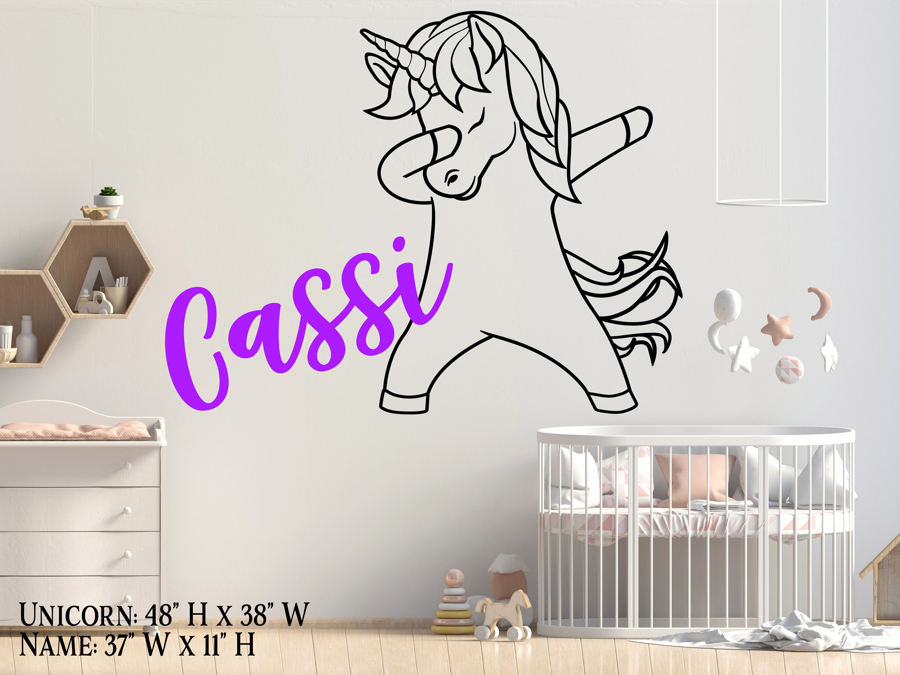Dabbing Unicorn Decal Gold Unicorn Wall Decal Nursery Wall Etsy