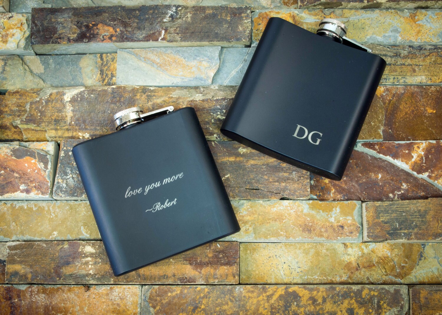 Matte Black Personalized Flask Engraved Groomsman Flask Gift | Etsy