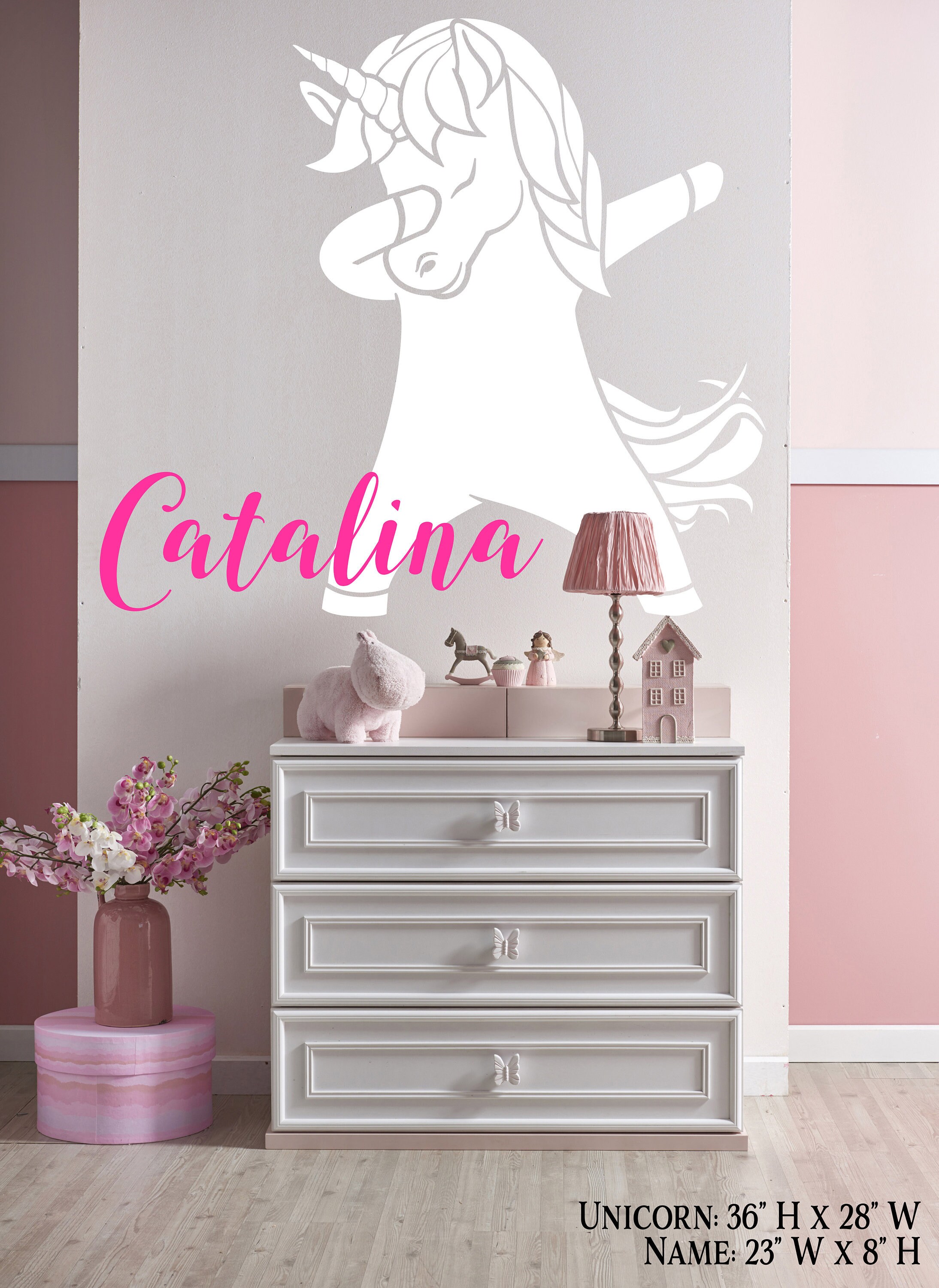 Dabbing Unicorn Decal Gold Unicorn Wall Decal Nursery Wall Etsy