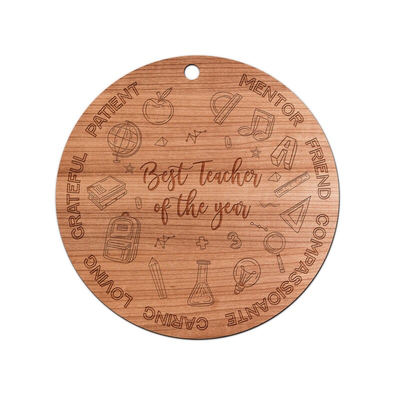 Unique Laser Engraved Teacher Ornament Engraved Wood Gift Etsy