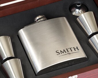Gift for Men, Groomsman Gift, Personalized Flask, Groomsmen Hip Flask, Engraved Flask, Groomsmen Gift, Stainless Steel- Corner Engraved
