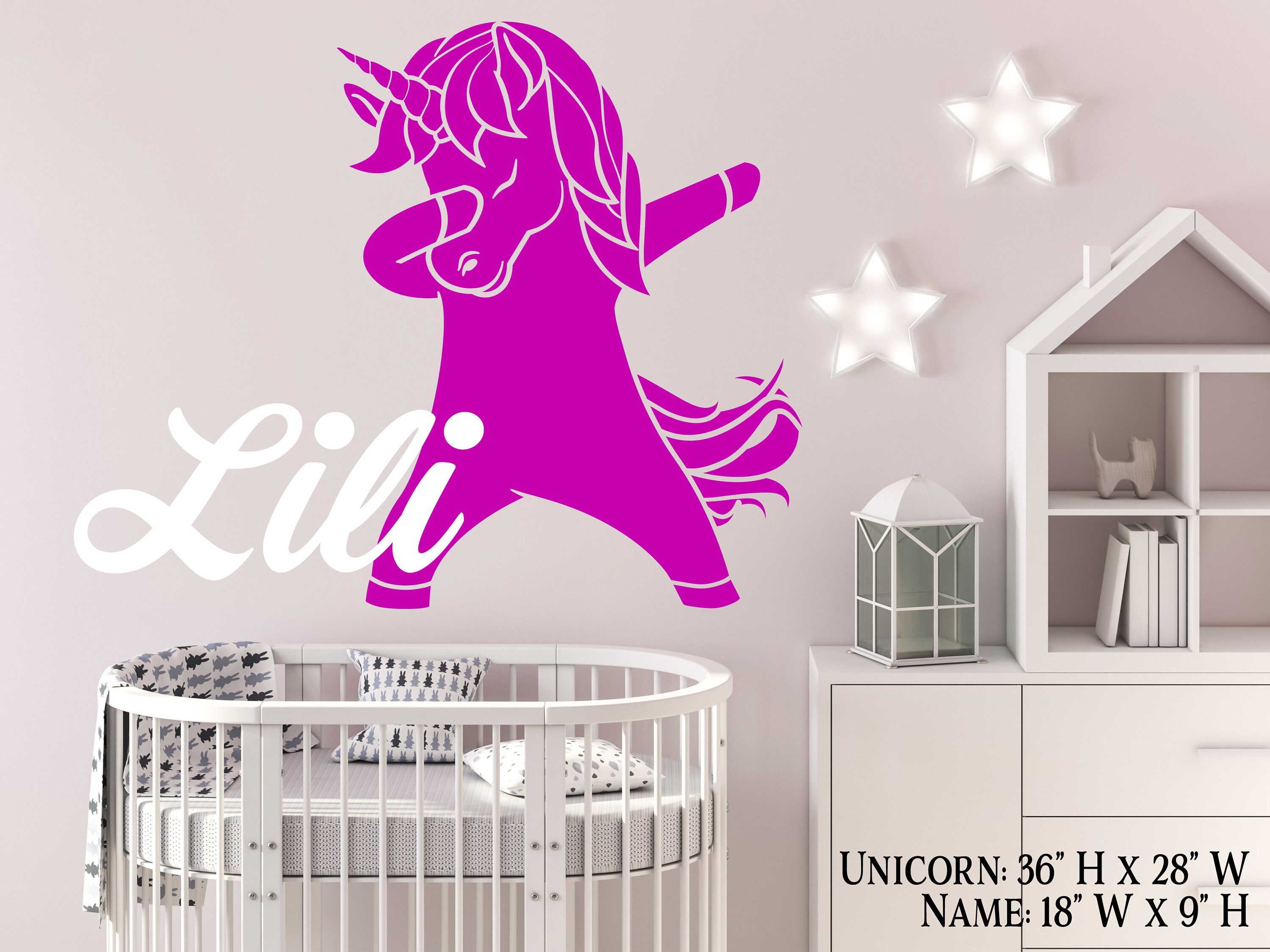 Dabbing Unicorn Decal Gold Unicorn Wall Decal Nursery Wall Etsy