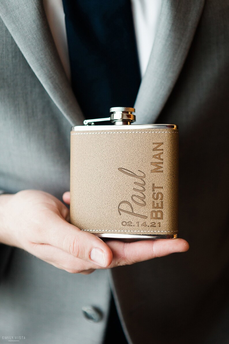 Groomsmen Gift/Engraved Flask Custom Leather Flask Groomsman Etsy