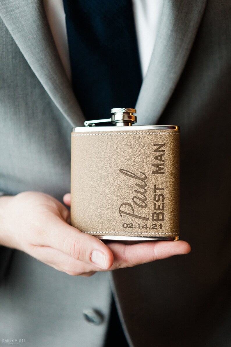 Personalized Flask for Men Engraved Leather Christmas Gift Etsy