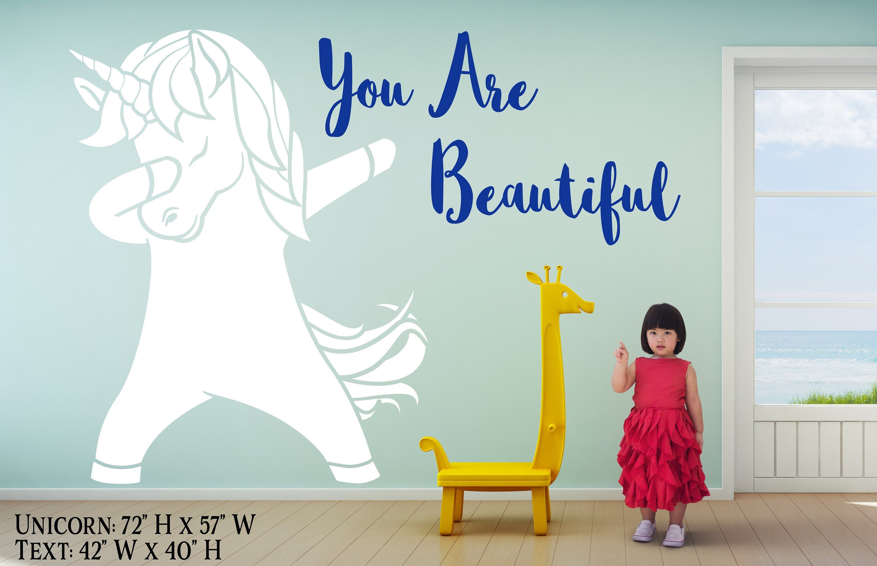 Dabbing Unicorn Decal Gold Unicorn Wall Decal Nursery Wall Etsy