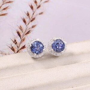 Wonderful Ceylon Royal Blue Sapphire Round Cut Gemstone Stud Earrings, Handmade Silver Studs, 925 Sterling Silver Stud Earrings 7x7 MM