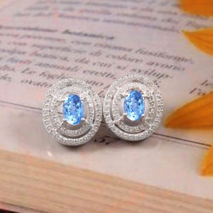 Wonderful Flawless Ceylon Blue Spinel Oval Cut Gemstone Stud Earrings, Handmade Silver Studs, 925 Sterling Silver Stud Earrings 8x6 MM