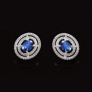 Wonderful Flawless Ceylon Blue Spinel Oval Cut Gemstone Stud Earrings, Handmade Silver Studs, 925 Sterling Silver Stud Earrings 8x6 MM