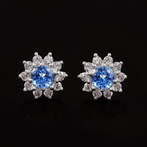 Wonderful Flawless Ceylon Blue Spinel Round Cut Gemstone Stud Earrings, Handmade Silver Studs, 925 Sterling Silver Stud Earrings 6x6 MM