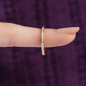 Dainty 0.3 TCW Moissanite Eternity Wedding Band, Thin Stackable Ring