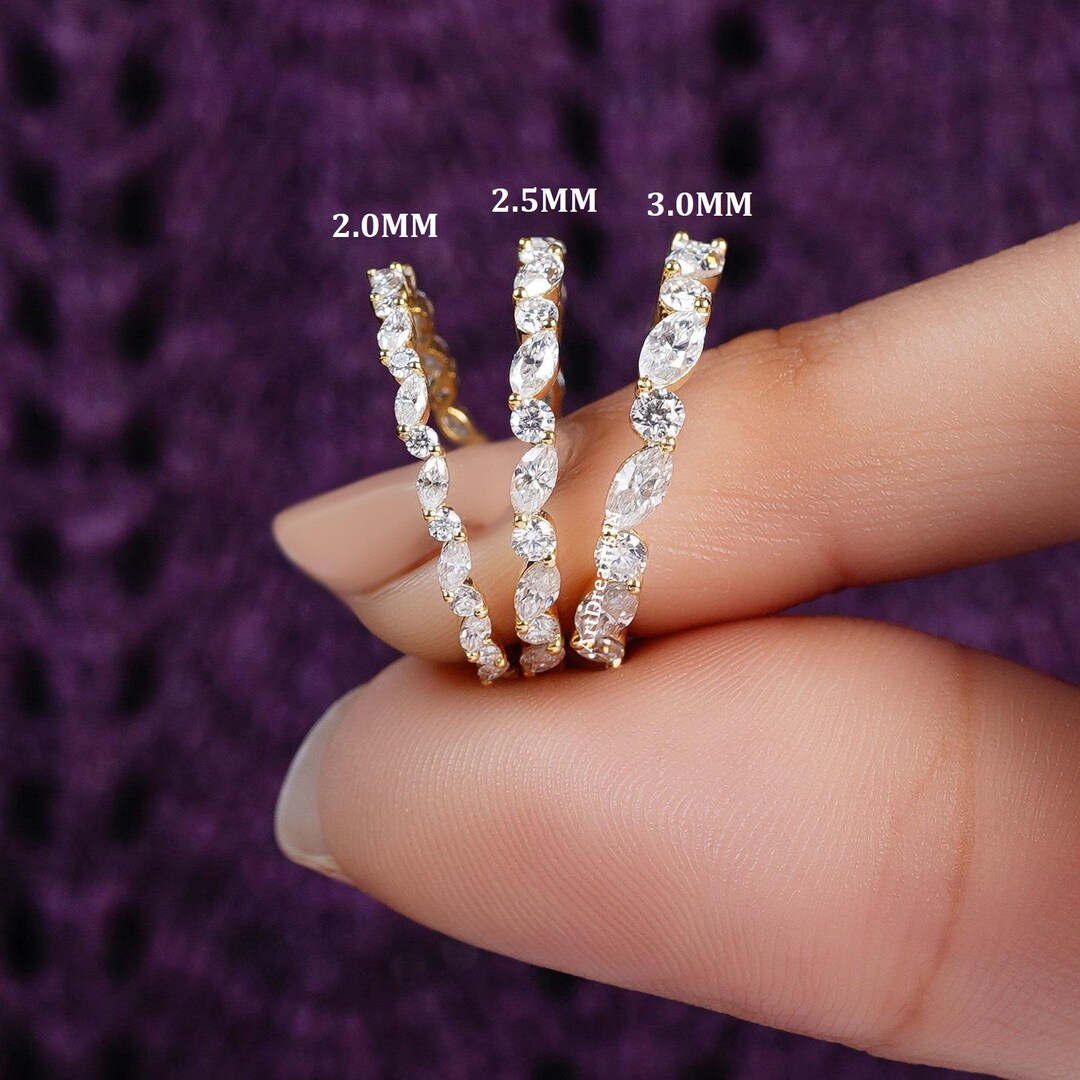 Dainty Moissanite Wedding Band, 14K Gold Full Eternity Ring - Etsy