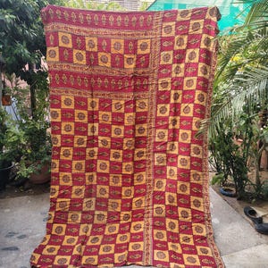 Indian Kantha Quilt Throw Multi Color Patchwork Design Cotton Kantha Bedspread Throw Bedcover Gudari