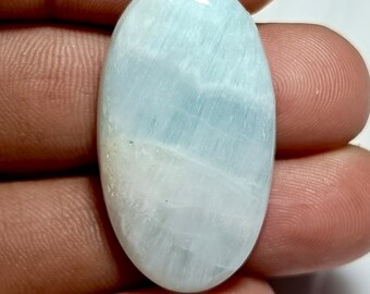 Natural Aragonite Gemstone Cabochon: Green & Sky Blue, 35Ct, 33x19MM