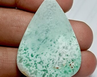 Natural Aragonite Gemstone Cabochon: Green & Sky Blue, 54Ct, 37x28MM