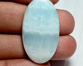 Green Aragonite Cabochon: Sky Blue Gemstone for Handmade Jewelry (34x18MM, 35Ct