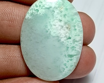 Natural Green Aragonite Cabochon: Sky Blue Gemstone for Jewelry Making (33x22MM, 37Ct