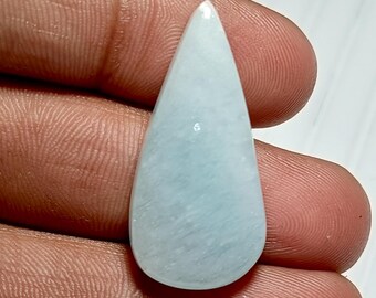 Natural Aragonite Gemstone Cabochon: Green & Sky Blue, 24Ct, 32x15MM