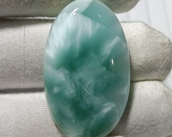 Cabujón de hemimorfita 100% natural, gema de hemimorfita de diseño, cristal para joyería, hemimorfita de base plana (33 x 23 mm, 34 ct).