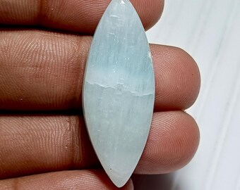 Green Aragonite Cabochon: Sky Blue Gemstone for Jewelry Making (28Ct, 39x14MM