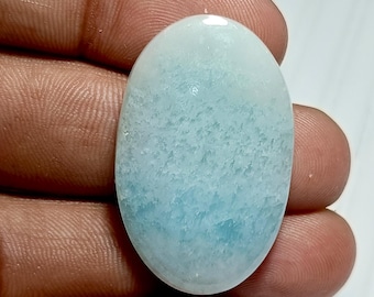 Natural Aragonite Gemstone Cabochon: Green & Sky Blue, 45 Ct, 34x22mm