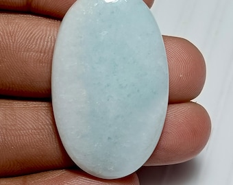 Green Aragonite Cabochon: Sky Blue Gemstone for Jewelry Making (52Ct, 39x24MM