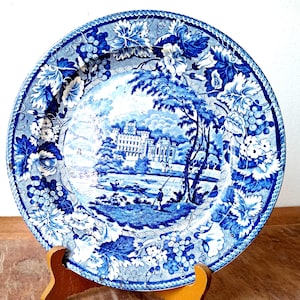 John & Richard Riley Blue Transferware Plate Taymouth Castle Perthshire 1810-1828