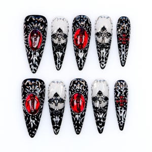 Gothic Chrome Press On Nails: 3D Punk Rock Nail Art