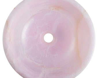 Handgefertigtes rundes rosa Quarz rundes Waschbecken, Quarzgefäß, Steinwaschbecken