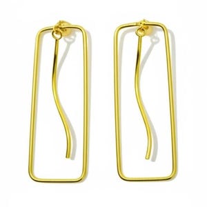 Rectangle long earrings, minimalist brass earrings, dangle brass earrings, geometric statement earrings, brass earrings, wedding earrings