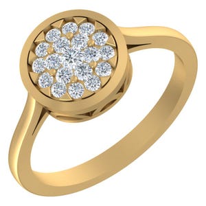 0.35 Round Cut Moissanite Solitaire Engagement Ring, Lab Grown Diamond Cluster Ring, Solid 14K Yellow Gold Gift For Women&#39;s. Christmas Gift