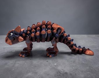 3D Printed Flexi Ankylosaurus Dinosaur Toy: Articulated Desk Companion