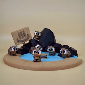 3D Printed Flexi Otter Spa: Articulated Otter Hot Tub Desk Decor