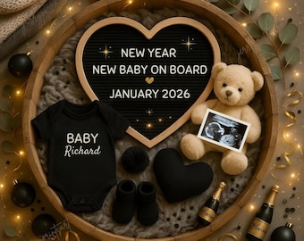 New Year Pregnancy Announcement Template , January 2026 Baby Reveal , Editable Digital Baby Announcement for Social Media , Instant Download