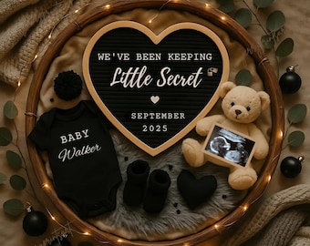 Digital Pregnancy Announcement , We've Been Keeping a Secret Baby Reveal, Minimalist Baby Announcement , Editable Canva, Instant Download.